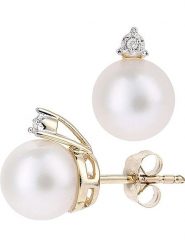Diamant Exquis Złote kolczyki-wkrętki z diamentami i perłami rozmiar: onesize. Białe kolczyki Diamant Exquis, z diamentem, złote. Za 785.09 zł.