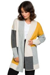 Sweter kardigan narzutka kolorowy geometryczny wzór. Swetry BE Knit, s, bez wzorów, z jeansu, eleganckie, bez ramiączek. Za 219.00 zł.