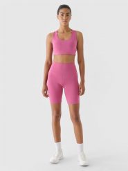 4F Legginsy krótkie treningowe damskie - fioletowe L. Czerwone legginsy 4f, bez wzorów, z dzianiny, sportowe, krótkie. W wyprzedaży za 59.99 zł.