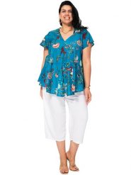 Aller Simplement Bluzka w kolorze niebieskim rozmiar: 46/48. Niebieskie bluzki Aller Simplement, bez wzorów, z bawełny, bez kołnierzyka, bez ramiączek. Za 60.99 zł.