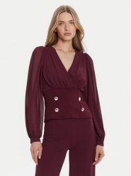 Rinascimento Bluzka CFC0126180003 Bordowy Regular Fit. Czerwone bluzki Rinascimento, xs, bez wzorów, z syntetyku, bez kołnierzyka, bez ramiączek. Za 339.99 zł.