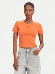 HUGO T-Shirt Delanor 50512000 Pomarańczowy Slim Fit. Brązowe t-shirty Hugo, s, bez wzorów, z bawełny, bez kołnierzyka, bez ramiączek. Za 214.99 zł.