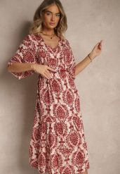 Czerwona Sukienka z Bawełną i Abstrakcyjnym Motywem Filarella. Czerwone sukienki Renee, na co dzień, l, bez wzorów, z bawełny, eleganckie, bez kołnierzyka, bez ramiączek, midi. W wyprzedaży za 47.99 zł.