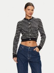 Tommy Jeans Kardigan DW0DW19340 Czarny Slim Fit. Czarne swetry Tommy Jeans, xxs, bez wzorów, z bawełny, bez ramiączek. Za 259.99 zł.