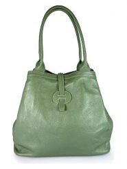 Lia Biassoni Skórzana torebka w kolorze zielonym - 38 x 22 x 6 cm rozmiar: onesize. Zielone torebki klasyczne Lia Biassoni, bez wzorów, z materiału, na ramię, bez dodatków. Za 367.14 zł.