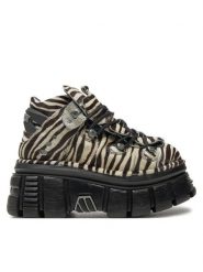 NEW ROCK Botki M-106-S31 Czarny. Czarne botki NEW ROCK, bez wzorów, ze skóry, rockowe, bez obcasa, na koturnie, bez zapięcia. Za 1,449.00 zł.