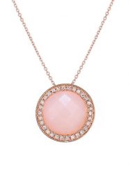 Revoni Złoty naszyjnik z diamentami i opalem - dł. 40 cm rozmiar: onesize. Różowe naszyjniki Revoni, z materiału, z diamentem, złote. Za 2,383.99 zł.