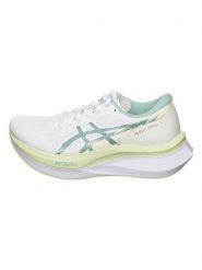 Asics Buty "Magic Speed 4" w kolorze biało-zielonym do biegania rozmiar: 37. Białe buty do biegania ASICS, bez wzorów, z materiału, bez zapięcia, do biegania. Za 392.76 zł.