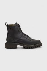 AllSaints workery skórzane Myla Lea damskie kolor czarny na płaskim obcasie. Czarne botki AllSaints, bez wzorów, z okrągłym noskiem, bez obcasa, na płaskiej podeszwie, bez zapięcia. W wyprzedaży za 979.99 zł.