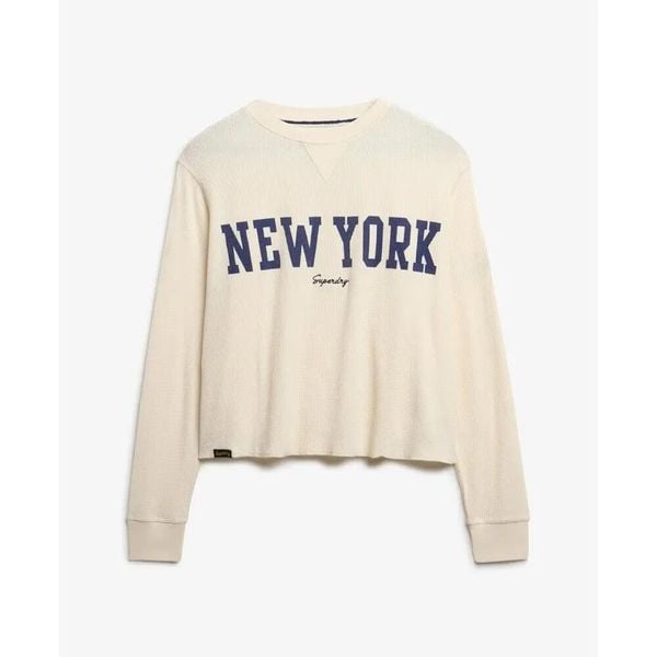 Wzorzysta bluza damska Superdry Athletic Essential. Białe bluzy Superdry, m, bez wzorów, eleganckie, bez ramiączek, bez kaptura. Za 152.85 zł.