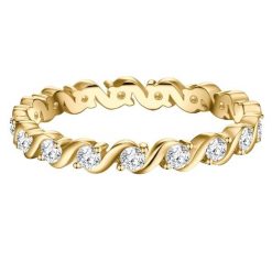 Trilani Pierscionek Memoire aus Sterling Silber in Gelbgold mit Zirkonia Pierścionki 1 ct Damski. Białe pierścionki Trilani, z cyrkonią, pozłacane. Za 219.99 zł.