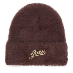 Czapka Guess. Brązowe czapki zimowe Guess, z aplikacjami. Za 154.99 zł.