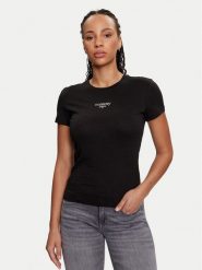 Tommy Jeans T-Shirt Essential DW0DW18397 Czarny Slim Fit. Czarne t-shirty Tommy Jeans, xs, bez wzorów, z bawełny, bez kołnierzyka, bez ramiączek. Za 79.99 zł.