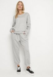 Szary Komplet Dresowy z Bawełną Bluza i Spodnie ze Ściągaczami Anirrive. Szare bluzy bez kaptura Born2be, l, bez wzorów, z bawełny, bez kaptura. Za 119.99 zł.