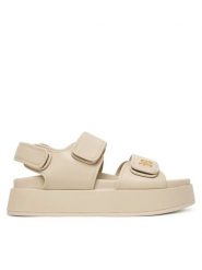 Tommy Hilfiger Sandały Leather Sporty Platform Sandal FW0FW09119 Beżowy. Brązowe sandały Tommy Hilfiger, bez wzorów, ze skóry, sportowe, bez obcasa, na koturnie, bez zapięcia. Za 569.99 zł.