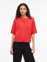 Vila Kardigan "Viliga" w kolorze czerwonym rozmiar: M. Czerwone swetry Vila, m, bez wzorów, z materiału, bez ramiączek. Za 83.62 zł.