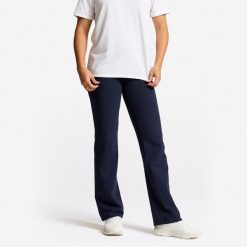 Legginsy fitness damskie Domyos. Niebieskie legginsy DOMYOS, l, bez wzorów, z bawełny, na fitness i siłownię. Za 69.99 zł.