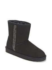 ISLAND BOOT Botki zimowe "Reine Glitter" w kolorze czarnym rozmiar: 38. Czarne botki Island Boot, z aplikacjami, z materiału, z okrągłym noskiem, bez obcasa, bez zapięcia. Za 203.02 zł.