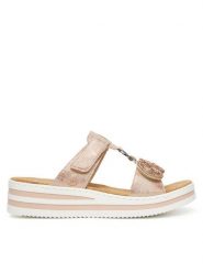 Rieker Klapki CEO-V0200-90 Różowy. Czerwone klapki Rieker, bez wzorów, z materiału, bez obcasa, bez zapięcia. Za 329.99 zł.