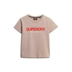 Damska dopasowana koszulka Superdry Sportswear Logo. Brązowe t-shirty sportowe Superdry, l, bez wzorów, bez ramiączek. Za 124.25 zł.