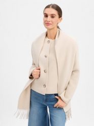 Comma sweter wełniany Kobiety beżowy, XL. Brązowe swetry comma, xl, bez wzorów, z wełny, eleganckie, bez ramiączek. Za 799.95 zł.