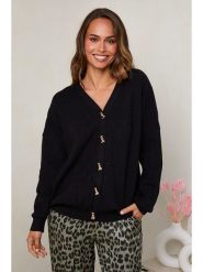 Soft Cashmere Kardigan w kolorze czarnym rozmiar: 34/36. Czarne swetry Soft Cashmere, bez wzorów, klasyczne, bez ramiączek. Za 126.99 zł.