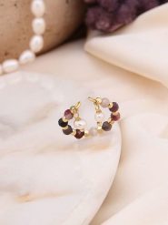 Pierres de Jade Pozłacany pierścionek z perłami i agatami rozmiar: onesize. Białe pierścionki Pierres de Jade, z agatem, pozłacane. Za 30.99 zł.