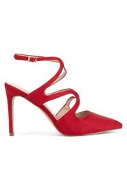 DeeZee Szpilki WYL3616-5 Czerwony. Czerwone sandały DeeZee, bez wzorów, z materiału, bez obcasa, na szpilce, bez zapięcia. Za 87.99 zł.