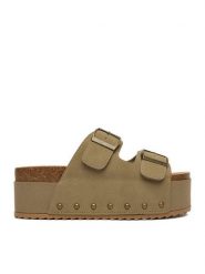 DeeZee Klapki CEO-WS069 Beżowy. Brązowe klapki DeeZee, bez wzorów, z materiału, bez obcasa, bez zapięcia. Za 139.99 zł.