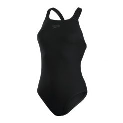 Damski jednoczęściowy kostium kąpielowy Speedo Eco+ Medalist. Czarne stroje jednoczęściowe Speedo, bez wzorów, sportowe. Za 159.99 zł.