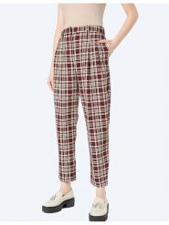 Monki Spodnie w kolorze brązowo-białym rozmiar: 38. Czerwone spodnie materiałowe Monki, bez wzorów, z materiału, z podwyższonym stanem. Za 56.53 zł.