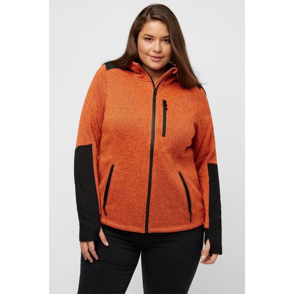 Damskie Kurtka polarowa odblaskowe nadruki kaptur otwór na kciuk. Brązowe kurtki Ulla Popken, plus size, bez wzorów, z materiału, bez kaptura. W wyprzedaży za 311.99 zł.