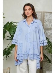 Lin Passion Koszula w kolorze błękitnym rozmiar: 36/38. Niebieskie koszule Lin Passion, bez wzorów, z bawełny, klasyczne, bez kołnierzyka, bez ramiączek. Za 173.99 zł.