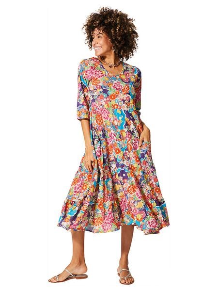 Aller Simplement Sukienka ze wzorem rozmiar: 38/40. Sukienki Aller Simplement, bez wzorów, z bawełny, klasyczne, bez kołnierzyka, bez ramiączek, midi. Za 100.52 zł.