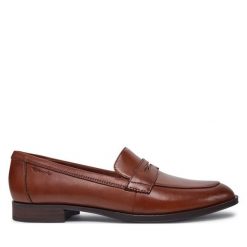 Mokasyny Tamaris. Brązowe mokasyny Tamaris, bez wzorów. Za 379.99 zł.