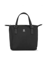 Tommy Hilfiger Torebka Poppy Th Small Tote AW0AW15640 Czarny. Czarne torebki klasyczne Tommy Hilfiger, bez wzorów, z materiału, bez dodatków. Za 309.99 zł.