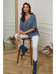 Plume Bluzka "Folies" w kolorze granatowym rozmiar: XL. Niebieskie bluzki Plume, xl, bez wzorów, bez kołnierzyka, bez ramiączek. Za 167.67 zł.