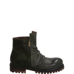 ZIELONE BOTKI ALBAR14 FIJI BOT. Zielone botki Venezia, bez wzorów, ze skóry, bez obcasa, bez zapięcia. Za 359.00 zł.