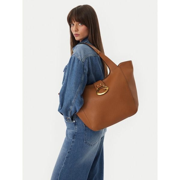 Torebka Guess. Brązowe shopper bag Guess, z aplikacjami, bez dodatków. Za 714.99 zł.