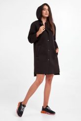 Płaszcz Moretto MAX MARA LEISURE. Czarne płaszcze Max Mara Leisure, xl, bez wzorów, z neoprenu, z kapturem. W wyprzedaży za 845.40 zł.