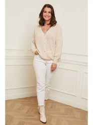 Curvy Lady Kardigan w kolorze beżowym rozmiar: 44/46. Brązowe swetry Curvy Lady, bez wzorów, klasyczne, bez ramiączek. Za 118.56 zł.