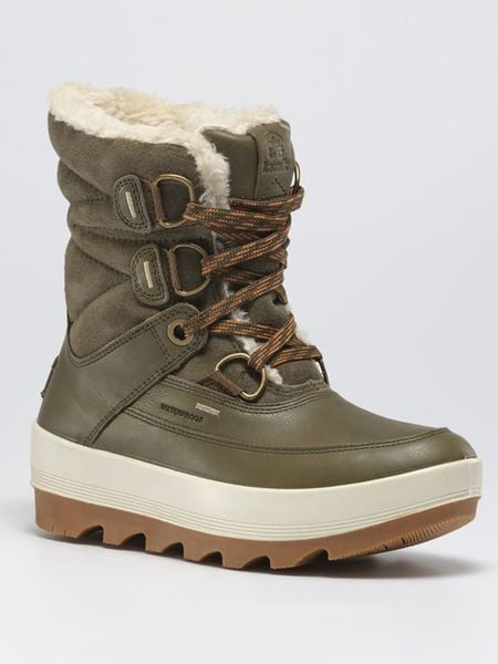 Kamik Skórzane kozaki zimowe "Celestem" w kolorze khaki rozmiar: 39,5. Brązowe kozaki Kamik, na zimę, bez wzorów, z materiału, eleganckie, z okrągłym noskiem, bez obcasa, bez zapięcia. Za 397.83 zł.