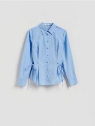 Koszula z wiązaniami - jasnoniebieski. Niebieskie koszule Reserved, l, bez wzorów, z bawełny, bez kołnierzyka, bez ramiączek. Za 99.99 zł.