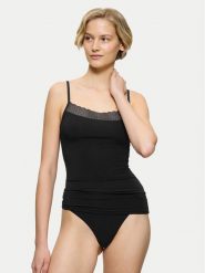 Triumph Top Feel Of Modal 10221654 Czarny Slim Fit. Czarne koszule nocne Triumph, xl, bez wzorów, bez ramiączek. Za 49.99 zł.