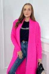 Sweter Kardigan splot warkocz różowy neon. Czerwone swetry KESI, l, bez wzorów, z wełny, plus size, bez ramiączek. Za 178.78 zł.