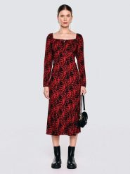 BIG STAR Sukienka w kolorze czerwonym rozmiar: S. Czerwone sukienki BIG STAR, s, bez wzorów, z wiskozy, retro, bez kołnierzyka, bez ramiączek, midi. Za 139.99 zł.