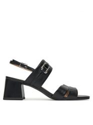 Caprice Sandały 9-28301-44 Czarny. Czarne sandały Caprice, bez wzorów, ze skóry, bez obcasa, na słupku, bez zapięcia. Za 217.99 zł.