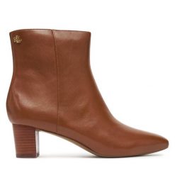Botki LAUREN RALPH LAUREN. Brązowe botki Lauren Ralph Lauren, bez wzorów, bez obcasa, na słupku, bez zapięcia. Za 589.99 zł.