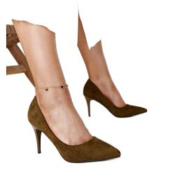 Ciemnozielone szpilki ze skórzaną wkładką Paume. Zielone szpilki bez wzorów, z tworzywa sztucznego, eleganckie, bez obcasa, na szpilce, bez zapięcia. Za 118.17 zł.