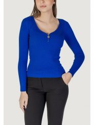 Morgan Sweter 232-MBANZA Niebieski Slim Fit. Niebieskie swetry Morgan, s, bez wzorów, z wiskozy, bez ramiączek. Za 89.99 zł.